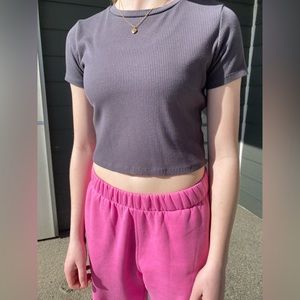 Ripped grey cropped top